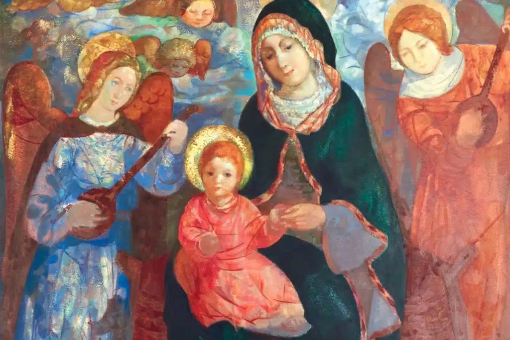 La Vierge aux anges musiciens, huile sur toile, Frère François Mes (1892-1983)
© Abbaye bénédictine Saint-Paul de Wisques